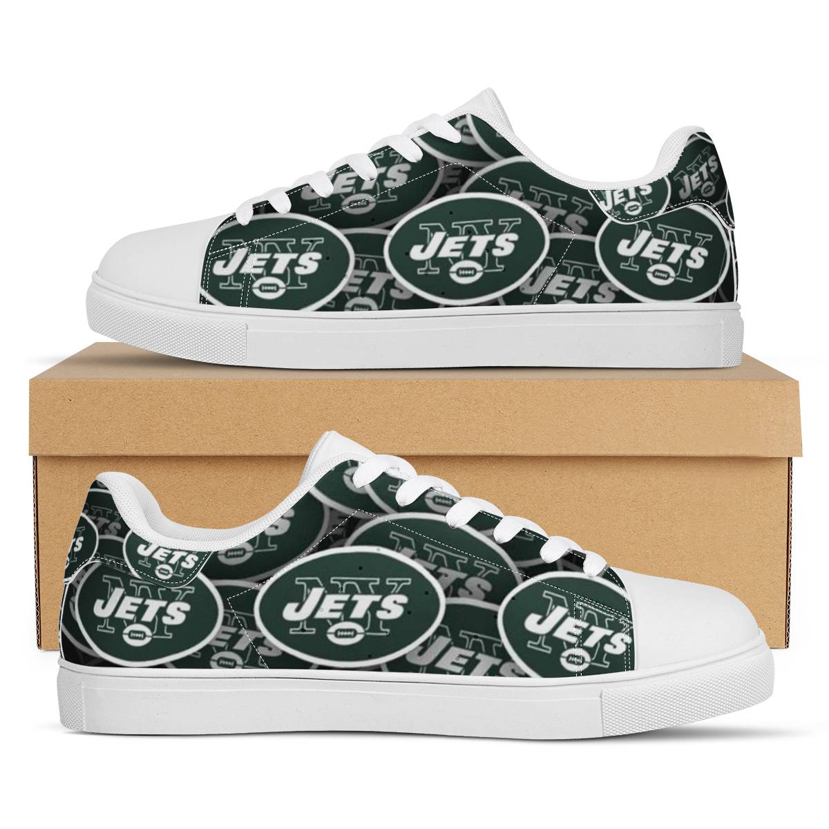 Men's New York Jets Low Top Leather Sneakers 003